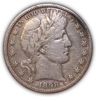 1898 Barber Half Dollar Very Fine VF Coin, Cleaning #24034
