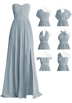 MYDRESS Chiffon Convertible Bridesmaid Dress, Dusty Blue, Size 8 - Long,  Formal | eBay