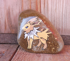  🌷bemalter Stein🌷Pokemon🍀BLITZA🍀Glücksstein Unikat Glücksbringer EVOLI Kunst