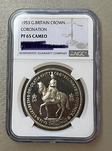 1953 Great Britain UK QEII Coronation Crown Silver Proof NGC PF65 Cameo