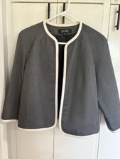 Kasper Black White Open Front Blazer 12 Lined Jacket Professional Suit