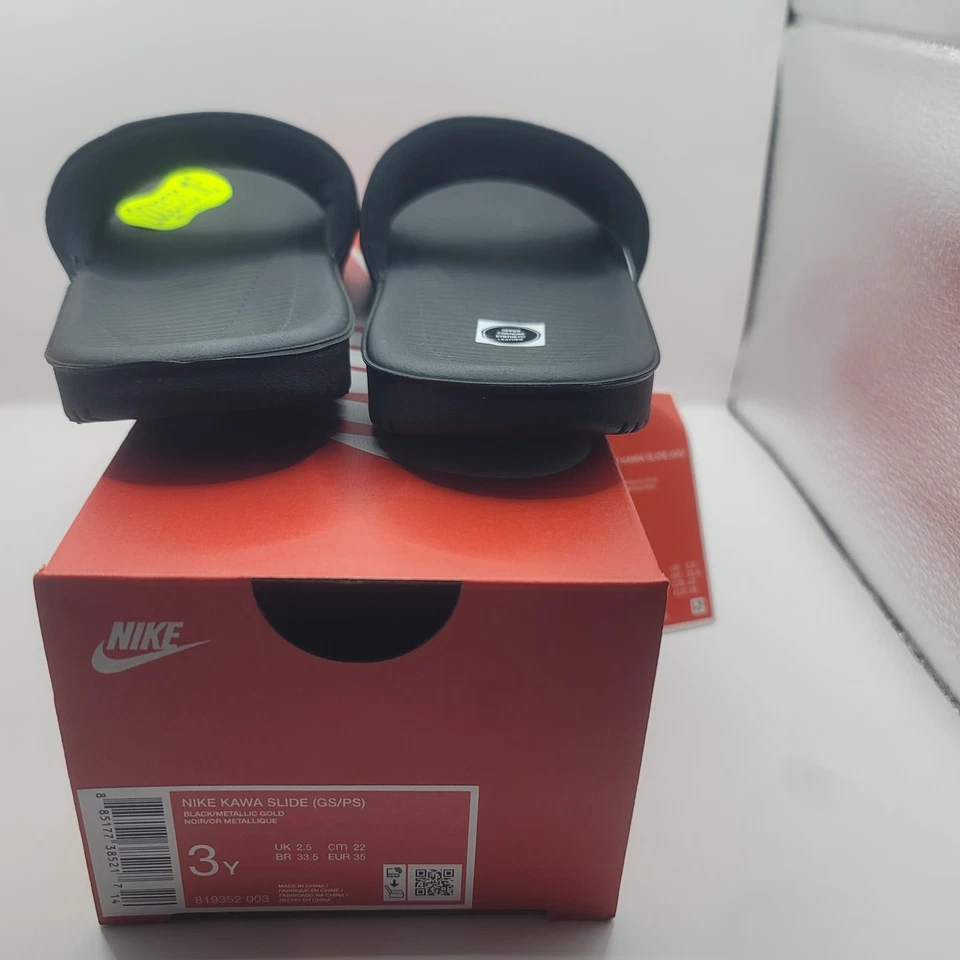 SANDALIA NIKE KAWA SLIDE GS 819352-003 NEGRA/DORADA METÁLICA JÓVENES NIÑOS TOBOGANES 3Y Foto 4 de 4