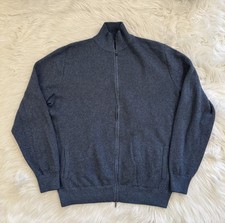 Loro Piana Cashmere Silk Bomber Jacket Full Zip Sweater Blue 56