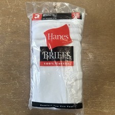 Vintage Hanes Briefs Mens Size 38 White 100 Cotton Underwear Pack of 3 SEALED
