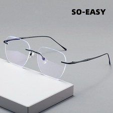 Ultra-Light Titanium Reading Glasses Rimless Large Reader Men Women Eyeglasses