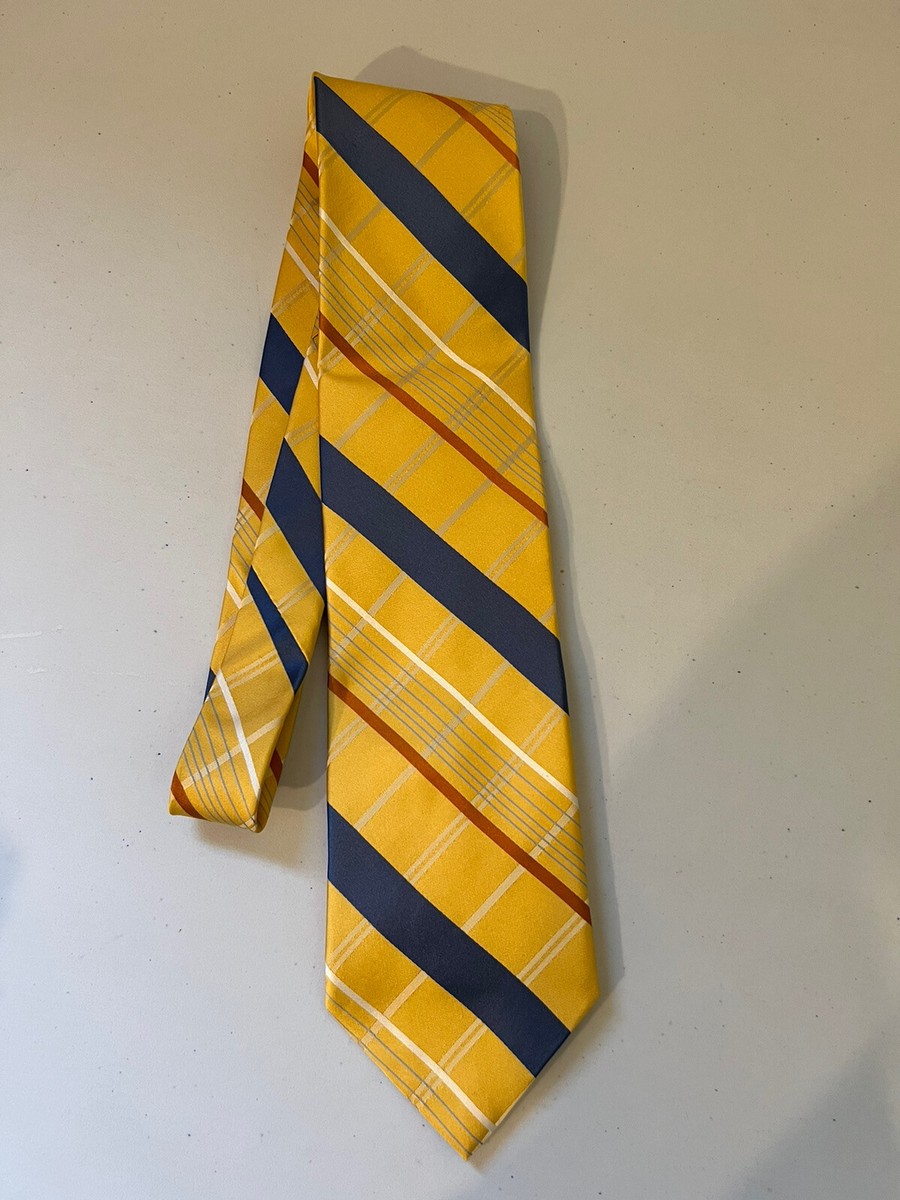 CH27 City of London 100% Silk Tie Yellow Blue Striped USA 58” | eBay