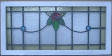 OLD ENGLISH LEADED STAINED GLASS WINDOW TRANSOM MACKINTOSH ROSE 37 1/2" x 18"