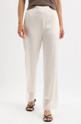 Pantalon Zara Soie Blanc Cassé T.M NEUF+ETIQUETTE - Photo 1/3