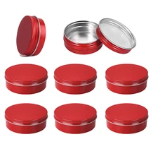 Red Aluminum Round Metal Tins,Storage Jar Candle Lip Balm Container Holiday Gift