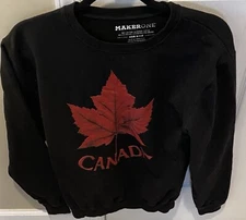 Canada Sweatshirt Maple Leaf Crew Neck Blue Red by Gildan Unisex Size Medium