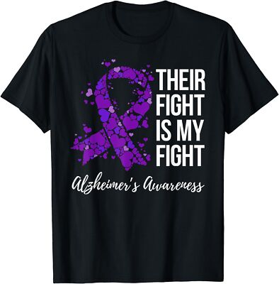 #ad #ad Their Fight Is My Fight Purple Ribbon Alzheimer’s Unisex T Shirt $15.49