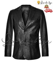 Men Crocodile Real Leather Blazer Men Black Croc Blazer Mens Alligator Embossed