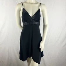 Wet Seal Black V-Neck Dress Asymmetrical Hem Size M Whimsygoth Y2K