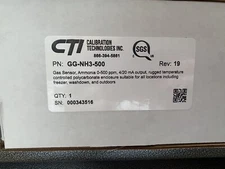 NEW CALIBRATION TECHNOLOGIES INC GG-NH3-500 GGNH3 CTI 500PPM AMMONIA SENSOR CTI