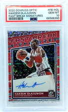 PSA 10 Hakeem Olajuwon Auto 2020-21 Donruss Optic Fast Break AUTOGRAPH Gem Disco