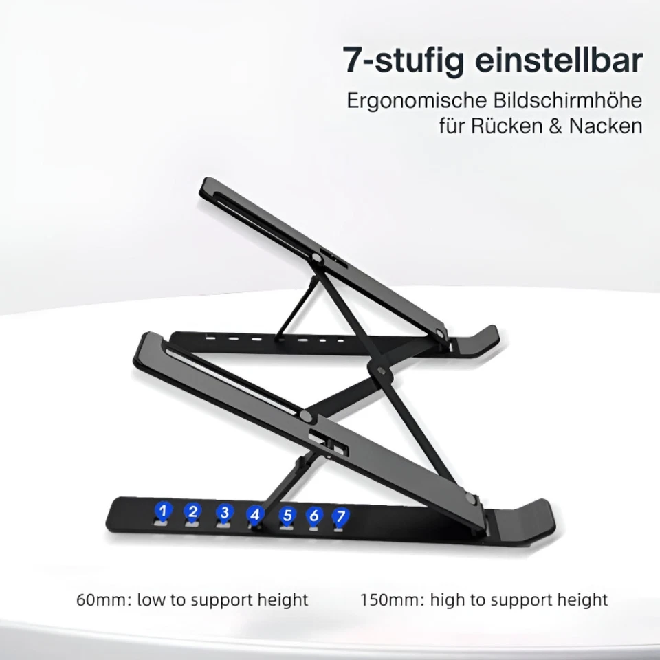 Laptop Ständer Aluminium höhenverstellbar faltbar rutschfest bis 17,3" - Bild 4 von 4