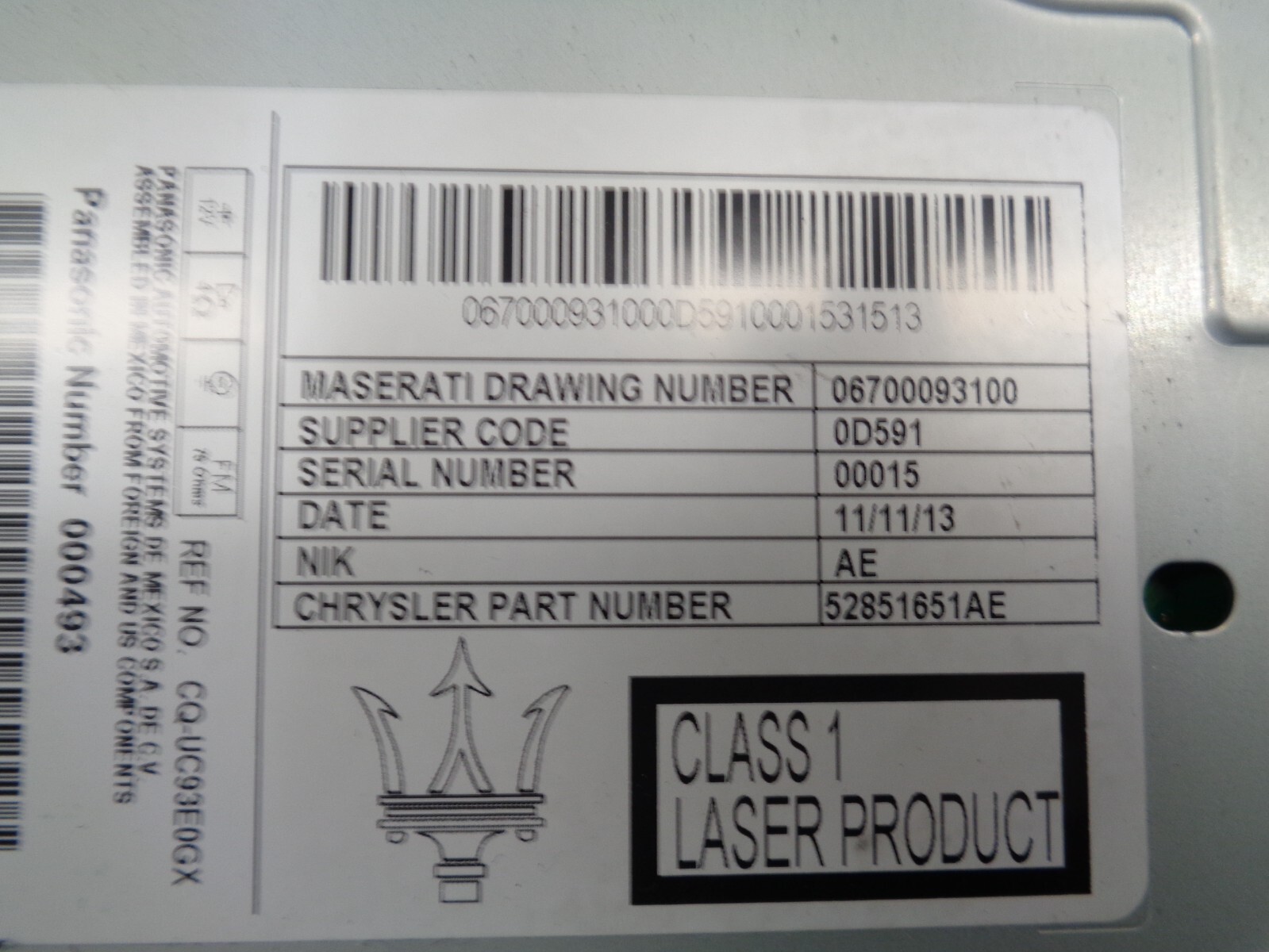 2014-2017 Maserati Ghibli CD Changer Player Radio Climate Control OEM AK2308310