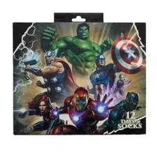 Men's Marvel Avengers 12 Pairs of Socks Christmas Gift Box Shoe Size 6-12 NEW