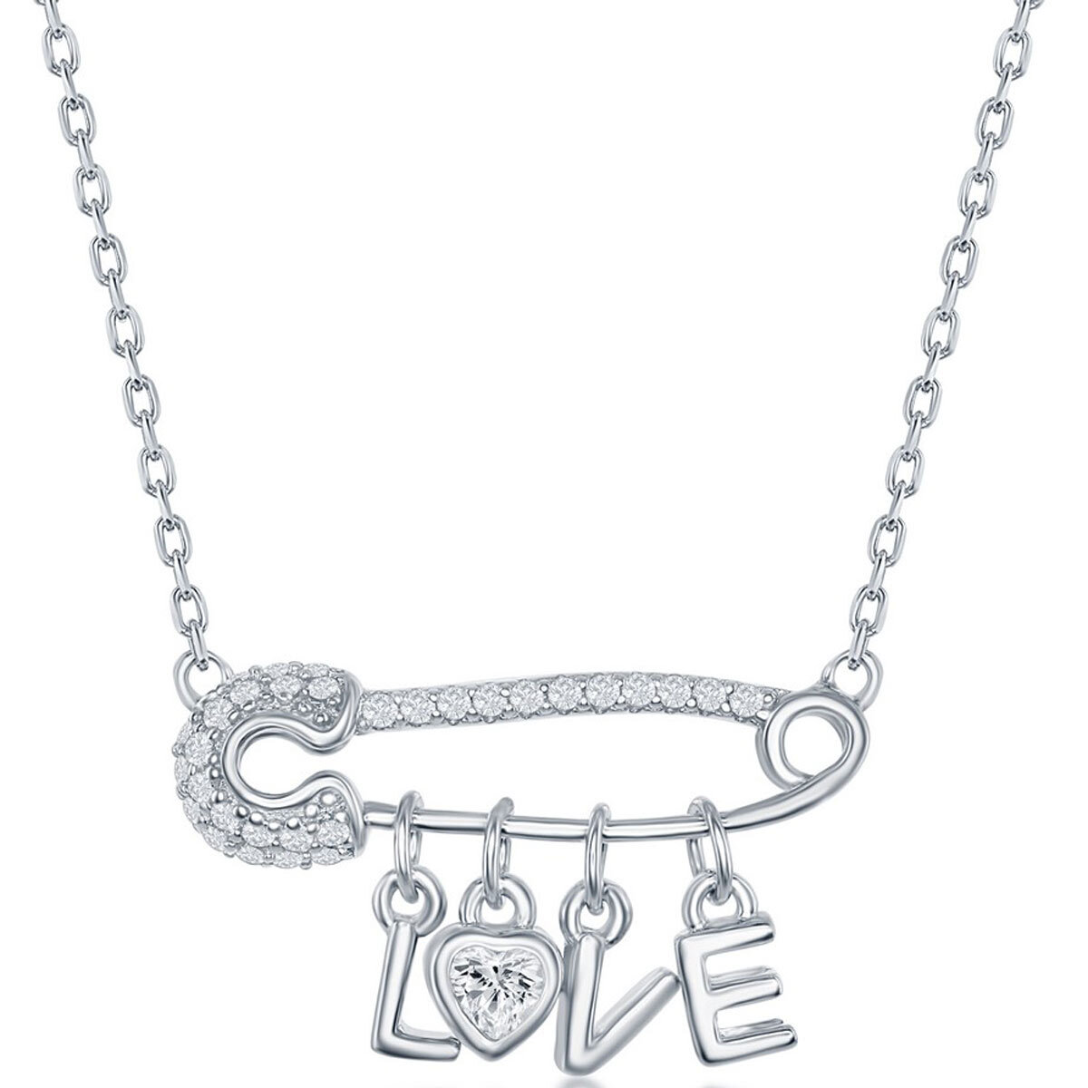 Классическое женское ожерелье из стерлингового серебра с белой CZ английской булавкой LOVE Pendant M-6603 7790₽