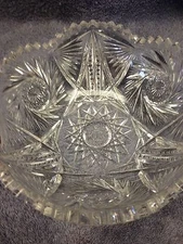 ANTIQUE ABP AMERICAN BRILLIANT CUT GLASS BOWL 