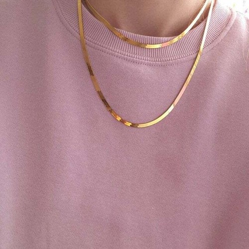 Herringbone Necklace, 18K Gold 