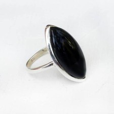 Sterling 925 Silver Marquise Black Onyx Handmade 100 Genuine Simple Ring