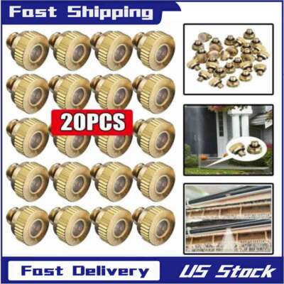20pc Brass Misting Nozzles 0.012'' 10/24 Water Mister Sprinkle For Cooling System