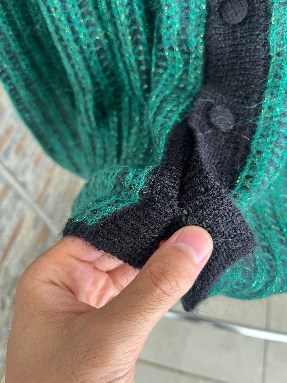 Saint Laurent Paris cardigan skate mohair verde e nero nuovo con etichette L