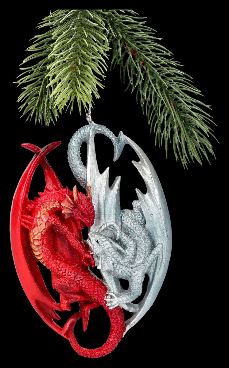 Anne Stokes Hanging Hand-Painted Dragon Christmas Tree Ornament, 14x10cm