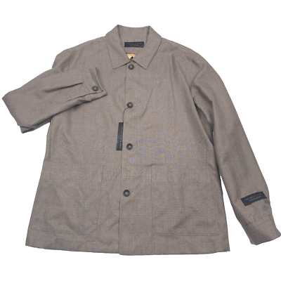 #ad #ad Bloomingdales Chore Jacket Mens 46R Tan Melange Micro Hopsack Wool NWT $175.47