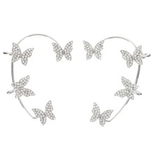 Rhinestones Butterflies Ear Cuff Ear Hook Earrings Women Jewelry Gift