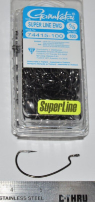 gamakatsu superline 5/0 ewg super line hook 74415-100 strong value pack 100 pcs