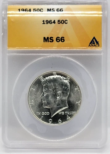 1964 Kennedy Half Dollar 50c - Graded ANACS MS66