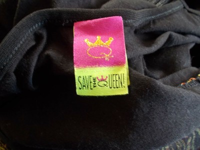 Robe Tunique Courte à Bretelles Save The Queen - Taille L (36/38) - Noir Brodé Multicolore - Occasion Très Bon état