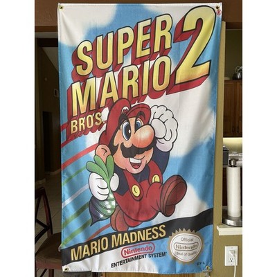 Super Mario Bros. 2 Nintendo NES Boxart 5' Flag Banner Poster 1988 SMB2