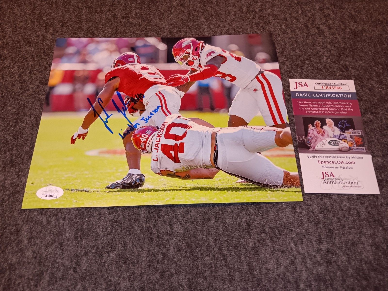 landon jackson Autographed Signed Arkansas Razorbacks 8x10 Jsa Coa And Full Name 