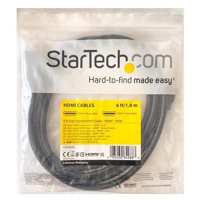 Startech High Speed HDMI Cable 1.8m/6ft HDMI Male to HDMI Male 19 pin