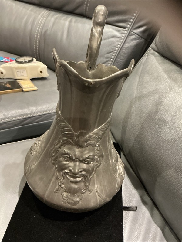 Antique Kayserzinn Pewter Satyr Pitcher Jug Art Nouveau Jugendstil 4061