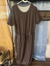 When Xl Full Length Dress Black Tan Stripes