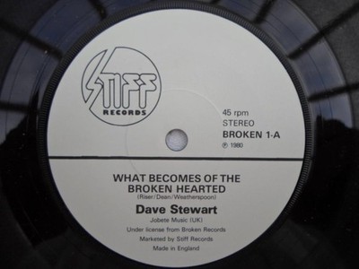 Dave Stewart What Becomes Of The Broken-Hearted 7'' Stiff BROKEN1 EX 1980