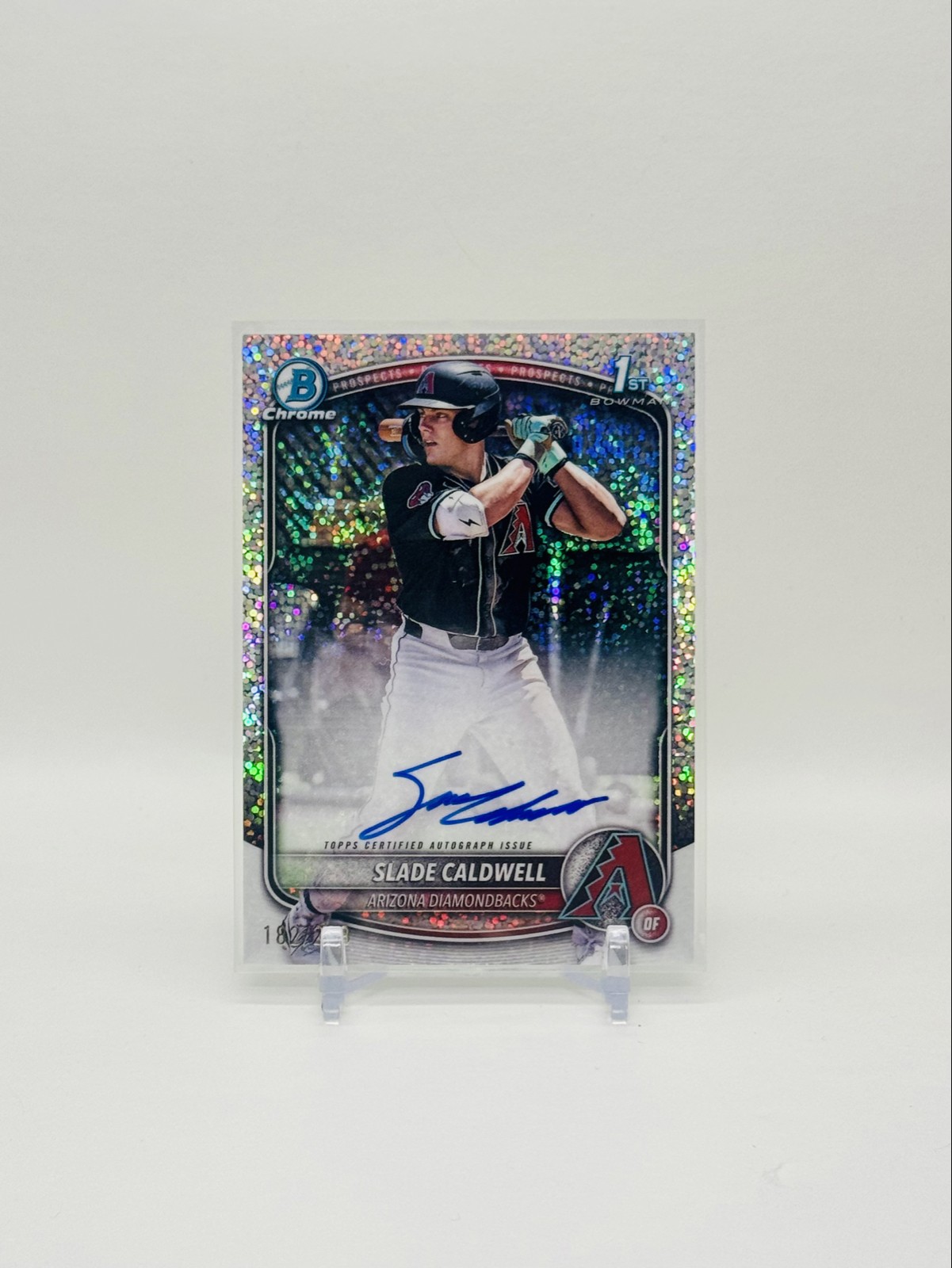 2025 Bowman Slade Caldwell 1st Auto Speckle Ref /299 Chrome Prospect Auto CPA-SC