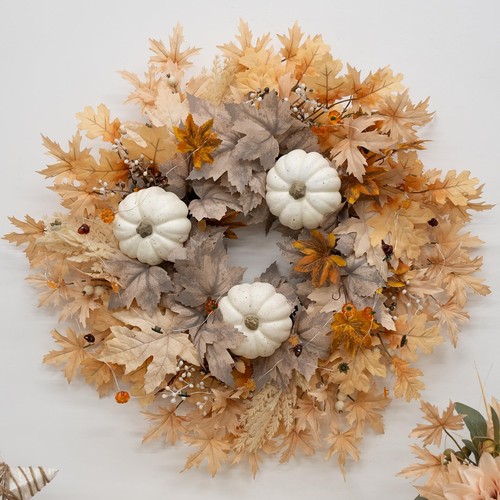 Fall Wreath for Front Door, 26 Inch Autumn Wreath with Lights ...
