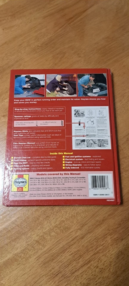 BMW 3 & 5 SERIES 1981 to 91 HAYNES WORKSHOP MANUAL 1948 IN CLEAN COND & FREE P&P - Image 2 of 4