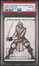 2008 TOPPS STAR WARS THE CLONE WARS SKETCH CARDS MACE WINDU RANDY BANTOG PSA 10