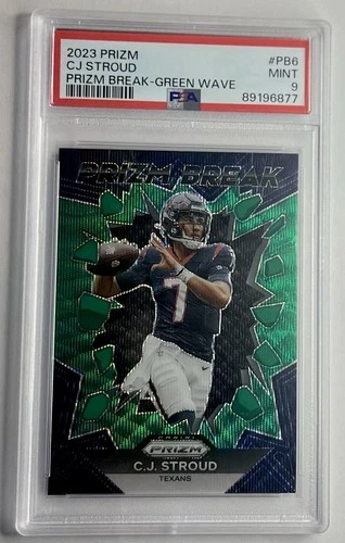 2023 Prizm CJ Stroud Prizm Break-Green Wave PSA Mint 9