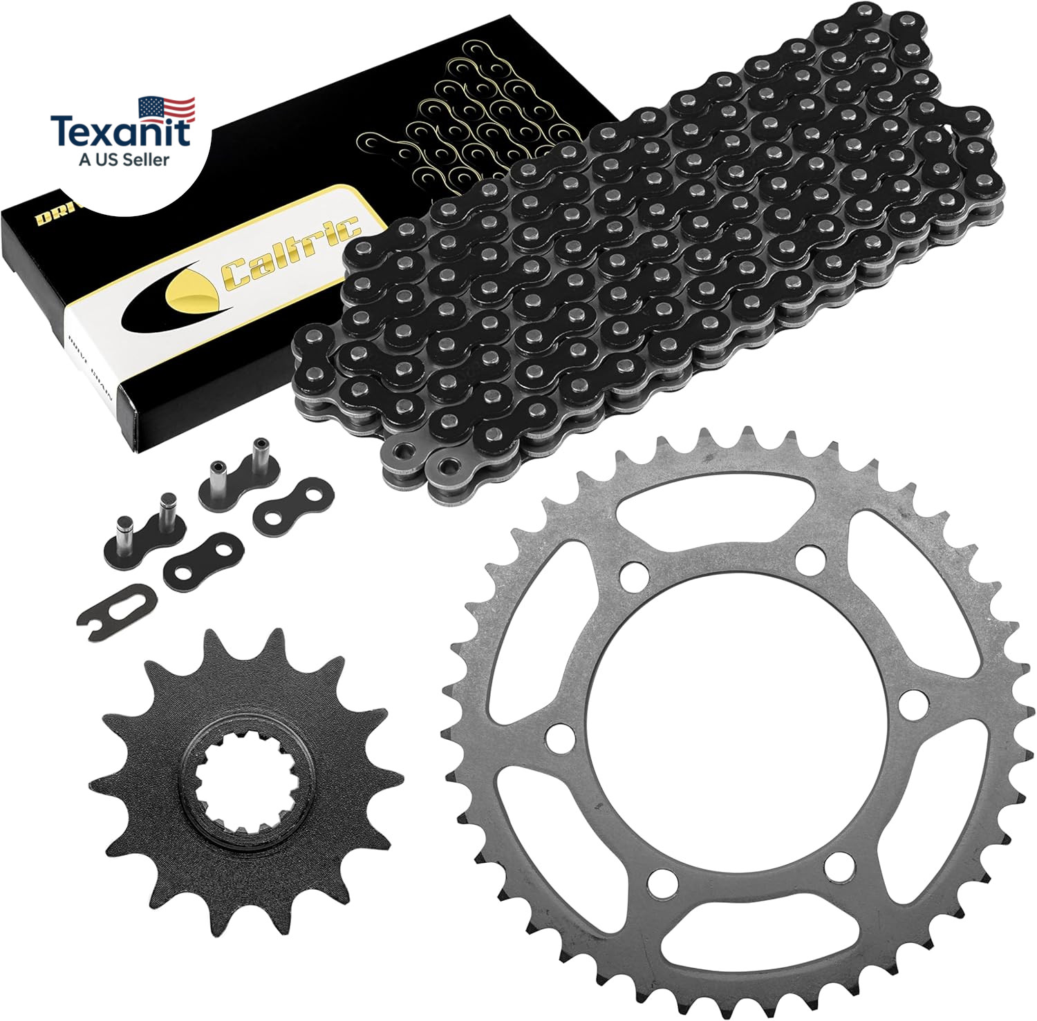 Black Drive Chain and Sprocket Kit Compatible with Kawasaki Ninja 300 Ex300 Abs