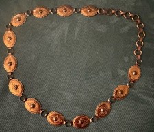 Vintage Southwestern Embossed Copper Concho Chain Link Belt 33
