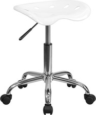 Commercial Grade Flash Furniture Taylor Vibrant White Tractor Seat and Chrome