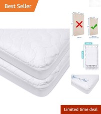 2 Pack Waterproof Crib Mattress Protector 38x24 Fitted Quilted Breathable