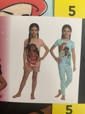 Disney Princess Pajamas 4 pc Girls 5 Short Set And Long Set Short Sleeve NEW